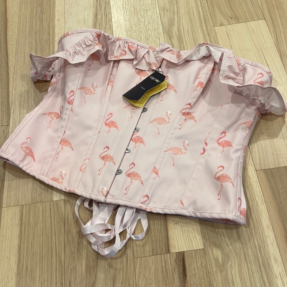 NWT- Pink Flamingo Corset Story Corset, UK 24 - Picture 4 of 14